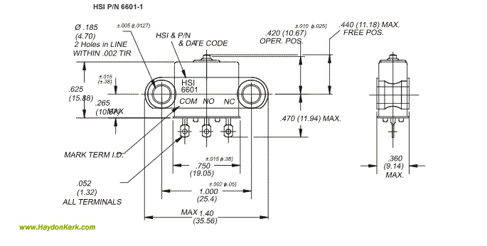 Haydon Hermetically Sealed Switch 6600 Series