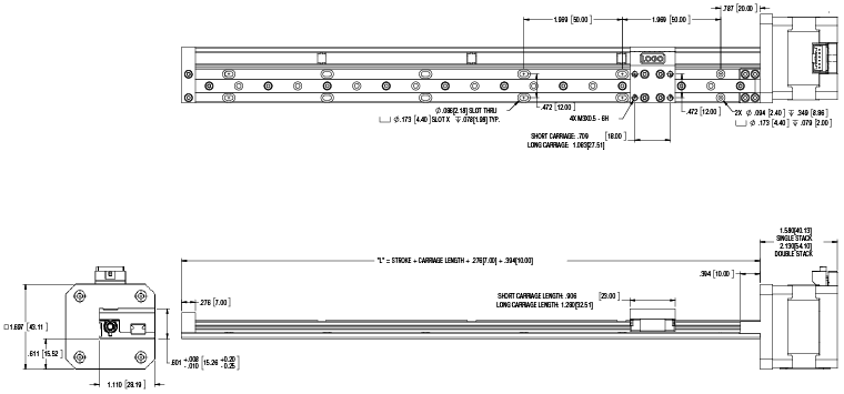Motorized EGS04 with Size 17 Hybrid Stepper Motor Dimensional Drawings