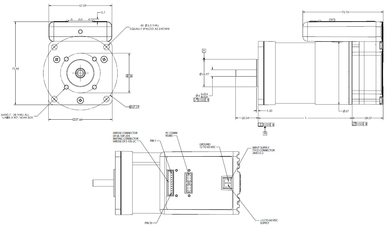 EC057B IDEA Motor Dimensional Drawings